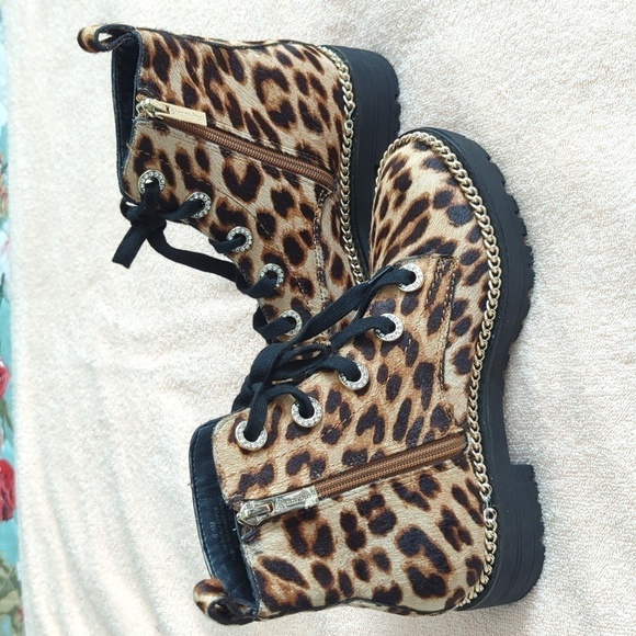 NEW Gianni Bini Combat Boots Animal Print Women Size 6.5 Leopard cheetah - Picture 4 of 7